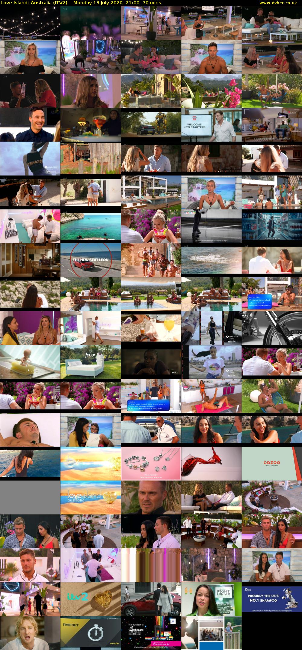 Love Island: Australia (ITV2) Monday 13 July 2020 21:00 - 22:10