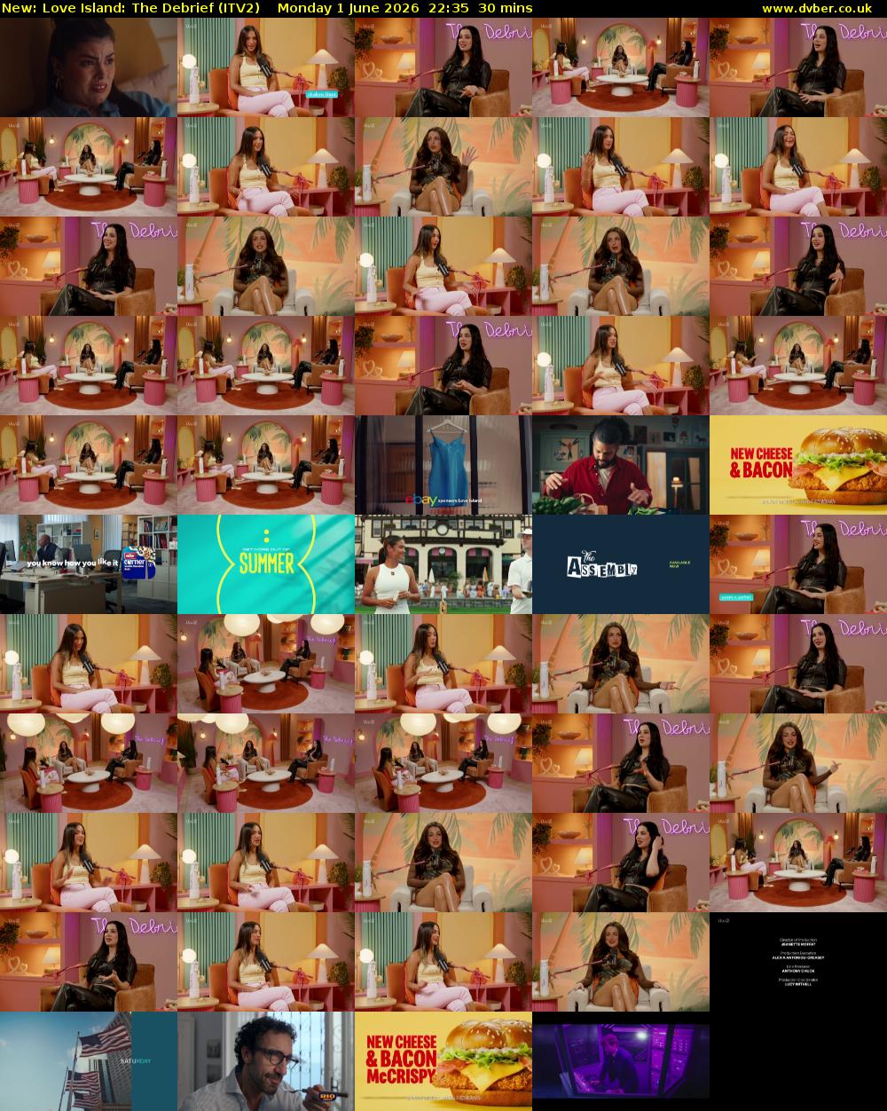 Love Island: The Debrief (ITV2) Monday 1 June 2026 22:35 - 23:05