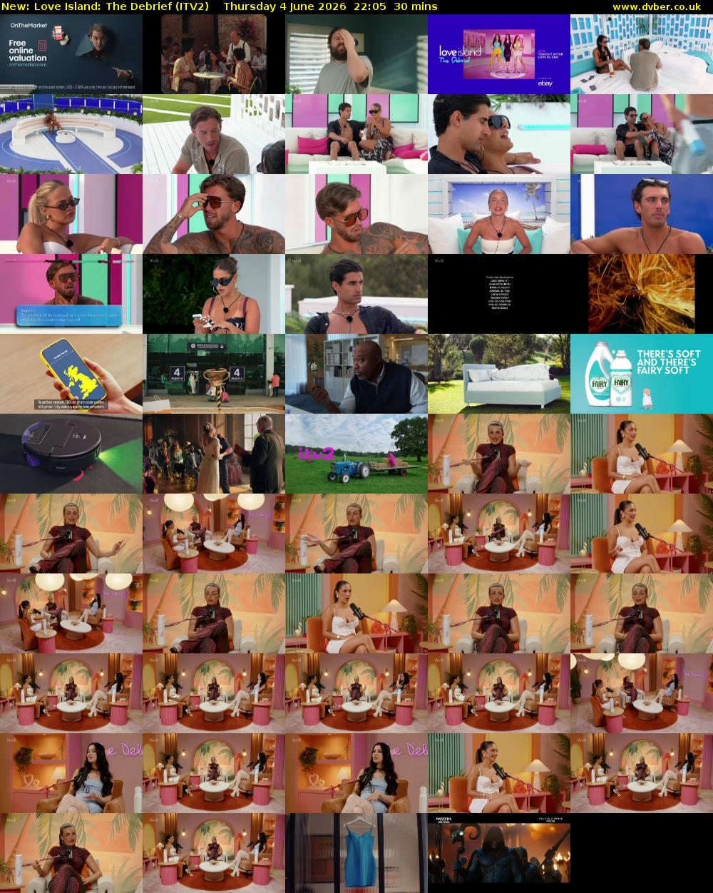 Love Island: The Debrief (ITV2) Thursday 4 June 2026 22:05 - 22:35
