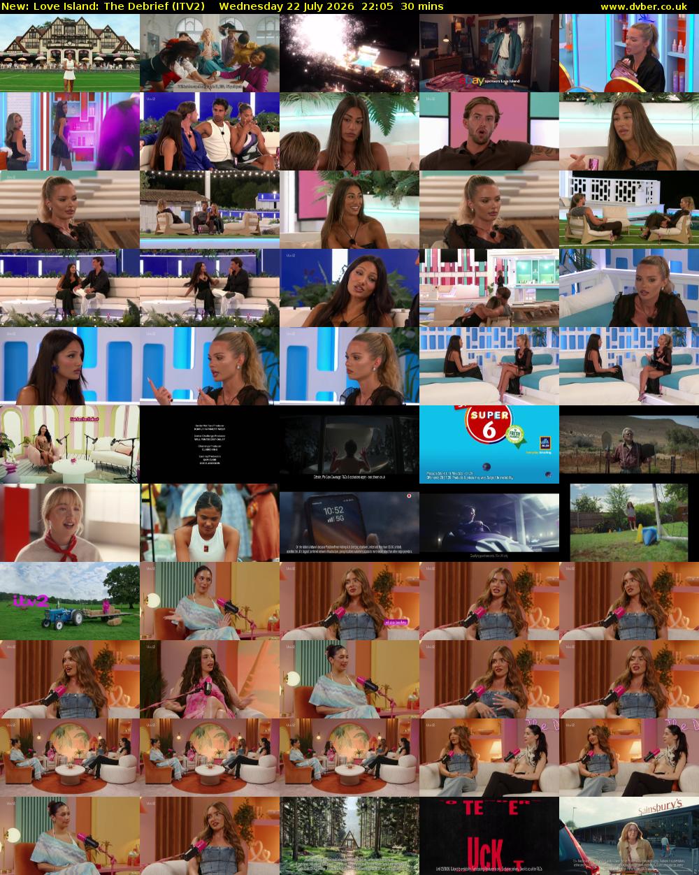 Love Island: The Debrief (ITV2) Wednesday 22 July 2026 22:05 - 22:35