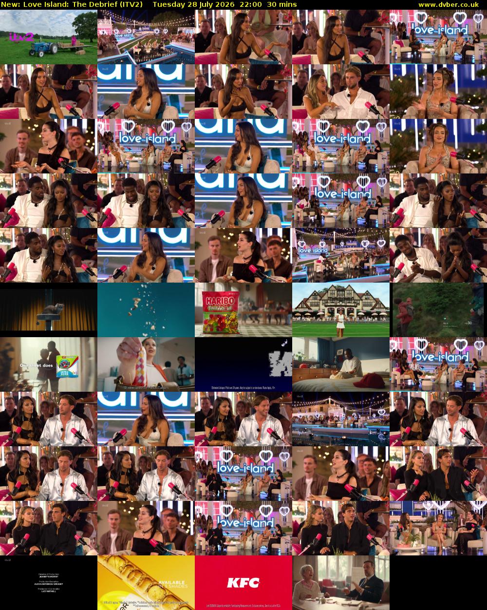 Love Island: The Debrief (ITV2) Tuesday 28 July 2026 22:00 - 22:30