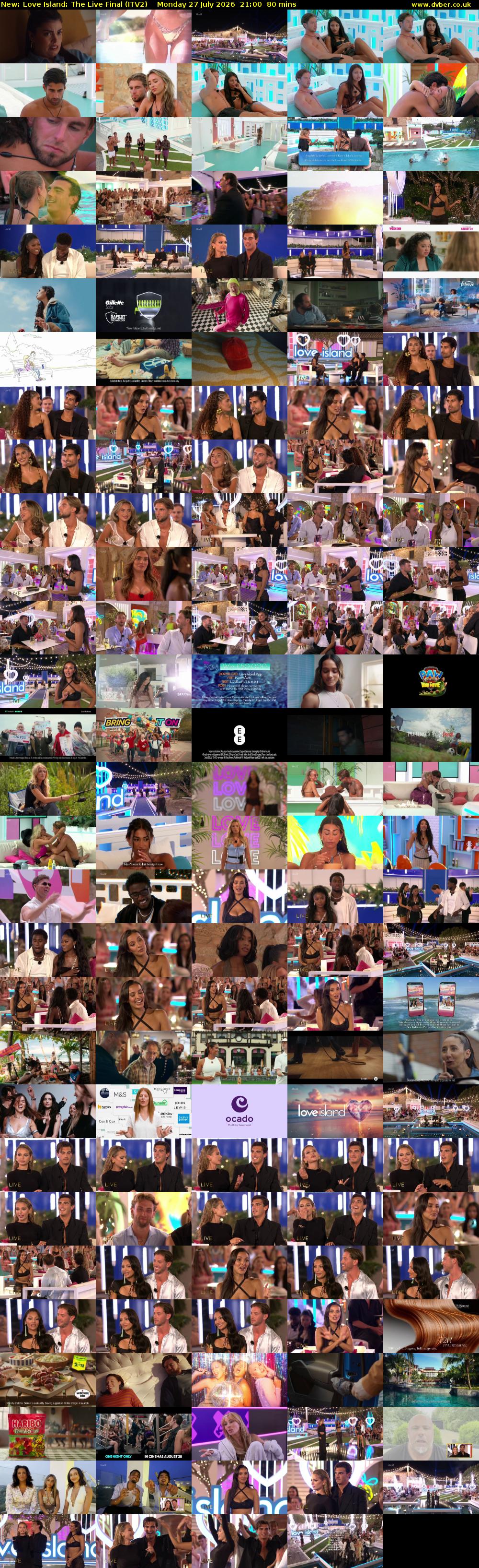 Love Island: The Live Final (ITV2) Monday 27 July 2026 21:00 - 22:20