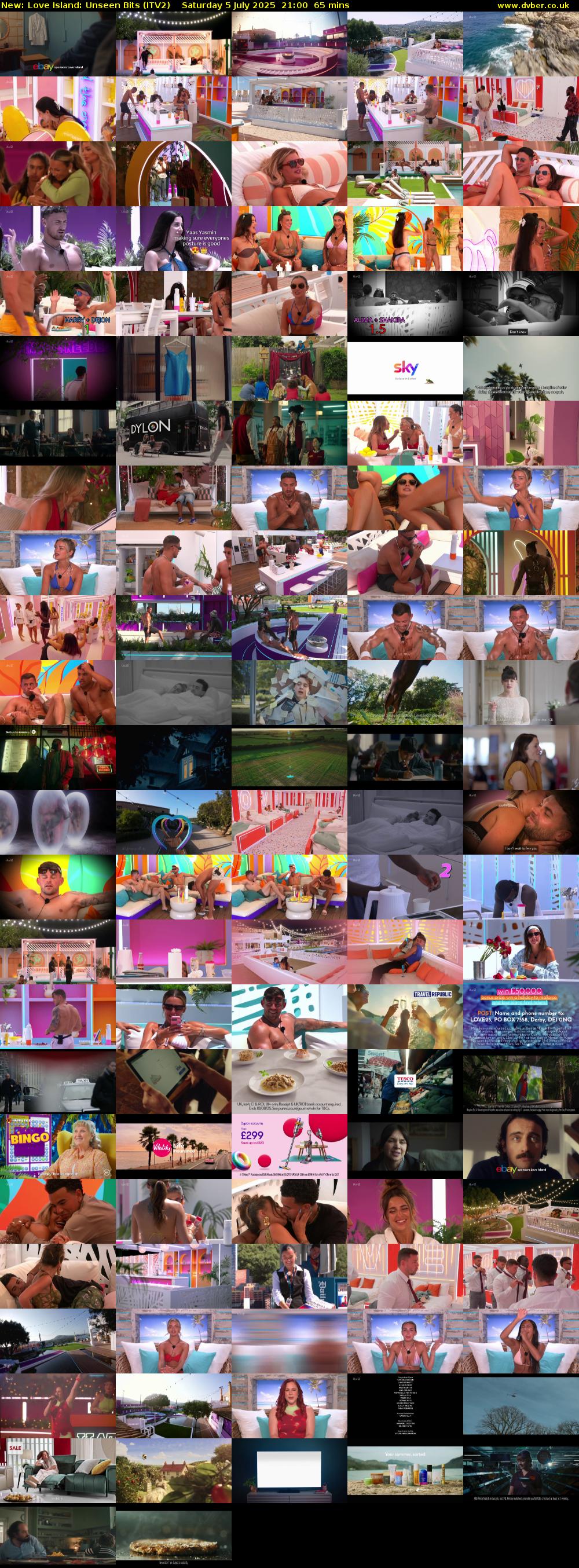 Love Island: Unseen Bits (ITV2) Saturday 5 July 2025 21:00 - 22:05