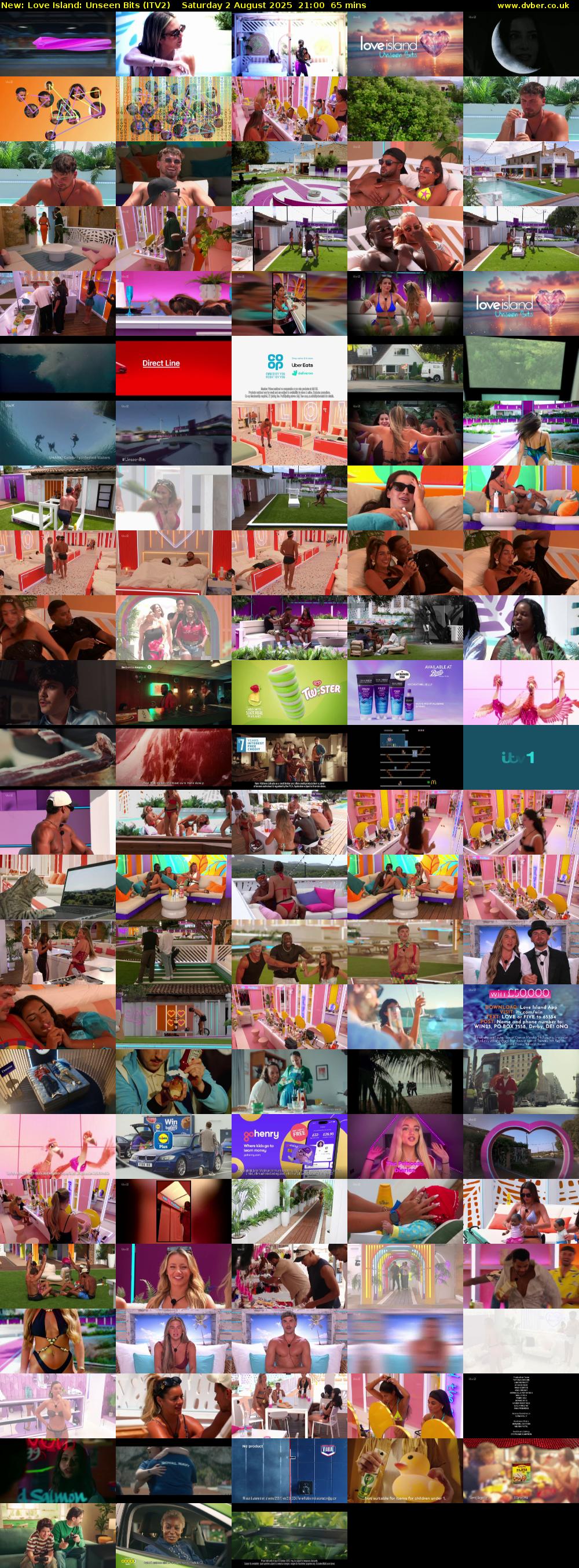 Love Island: Unseen Bits (ITV2) Saturday 2 August 2025 21:00 - 22:05