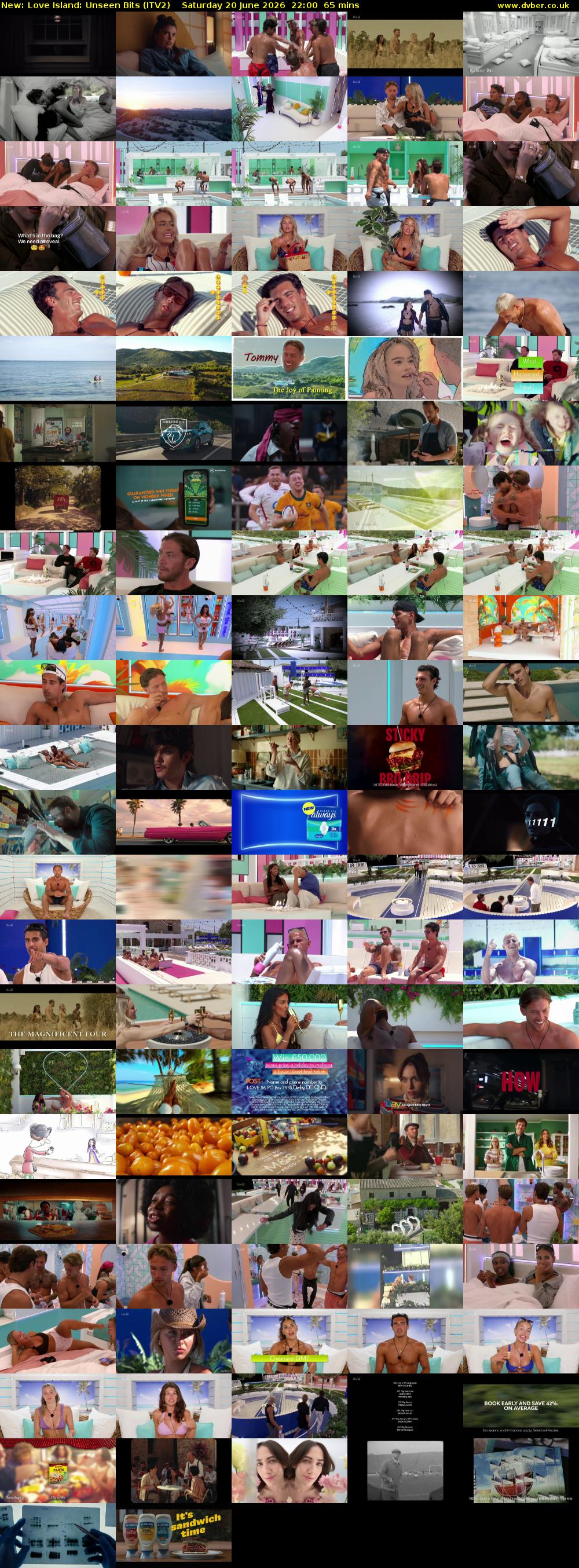 Love Island: Unseen Bits (ITV2) Saturday 20 June 2026 22:00 - 23:05
