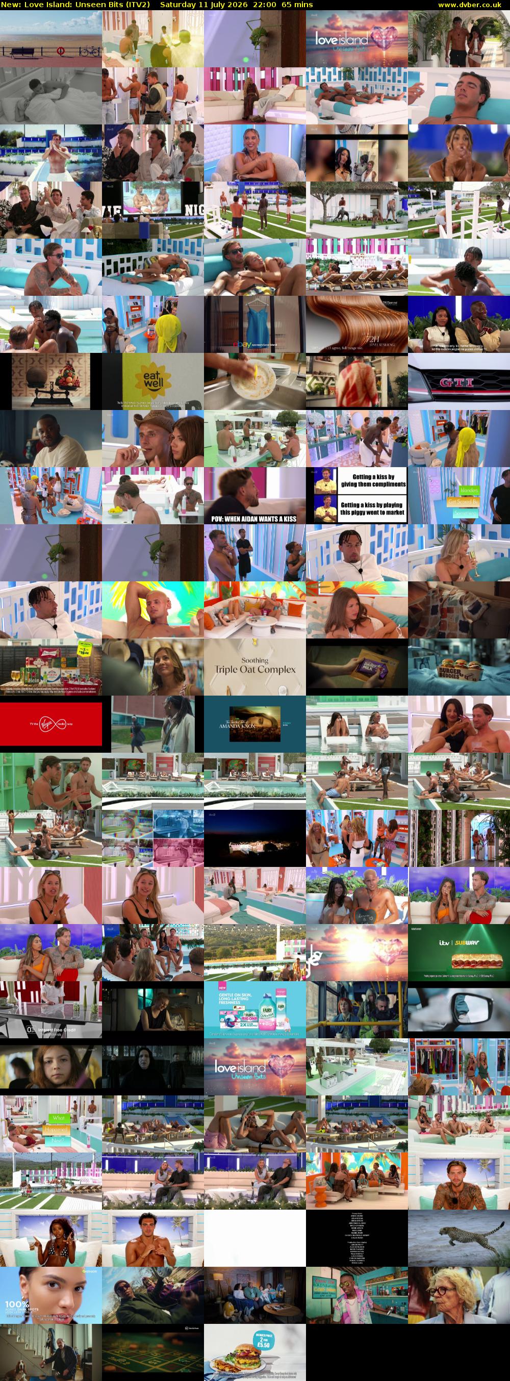 Love Island: Unseen Bits (ITV2) Saturday 11 July 2026 22:00 - 23:05