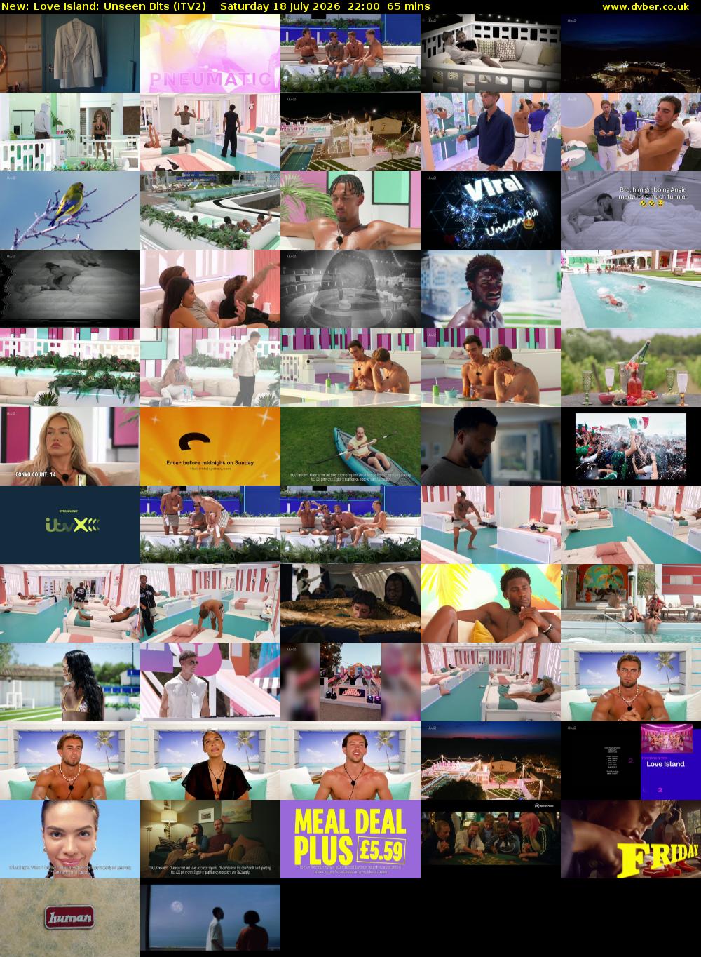 Love Island: Unseen Bits (ITV2) Saturday 18 July 2026 22:00 - 23:05