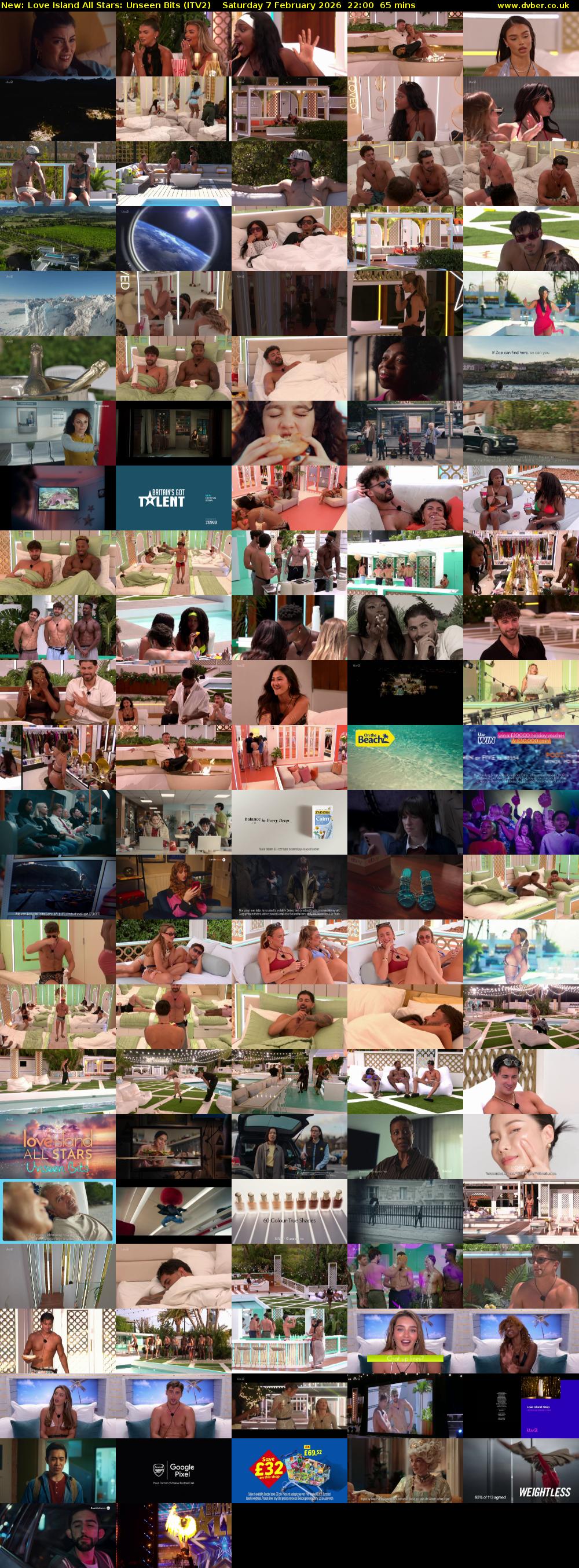 Love Island All Stars: Unseen Bits (ITV2) Saturday 7 February 2026 22:00 - 23:05