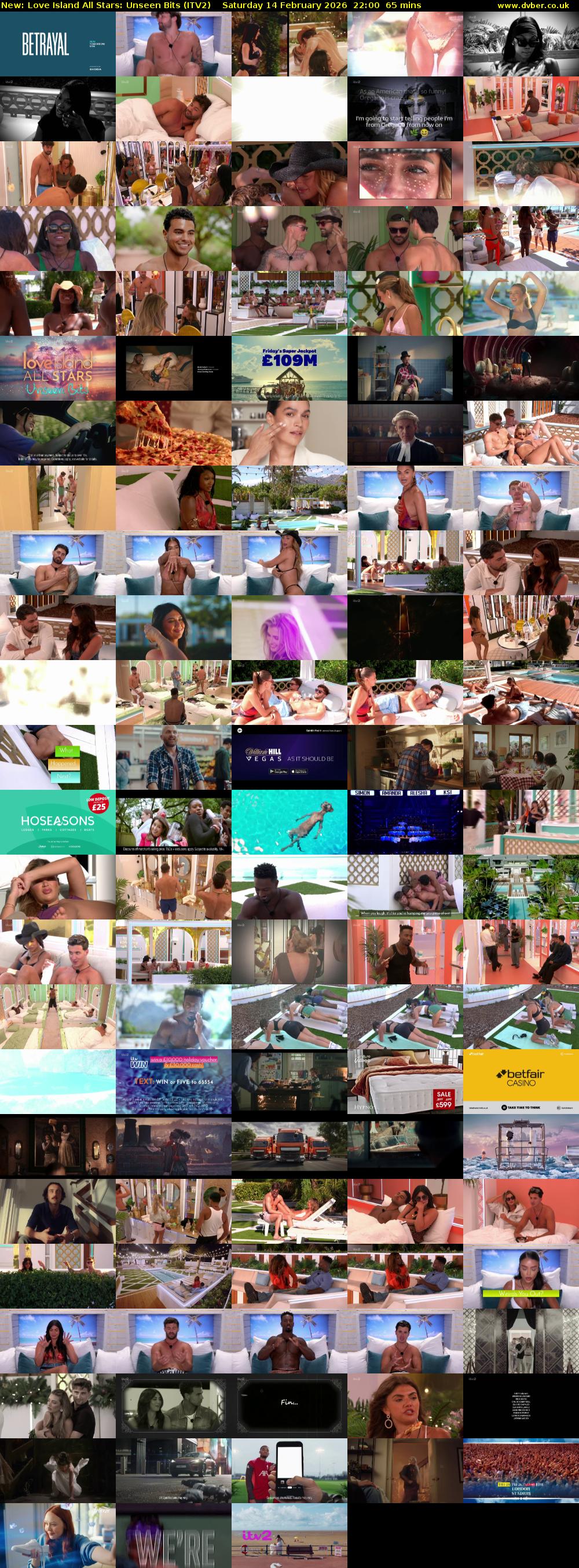 Love Island All Stars: Unseen Bits (ITV2) Saturday 14 February 2026 22:00 - 23:05