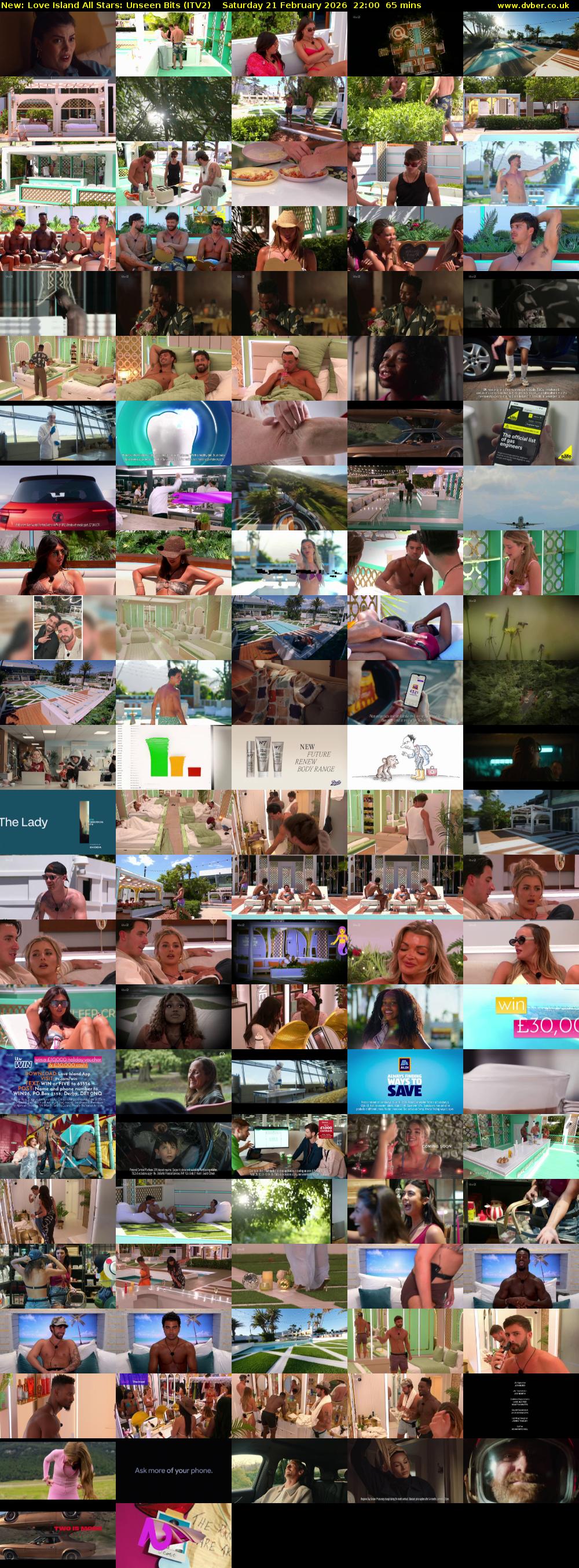 Love Island All Stars: Unseen Bits (ITV2) Saturday 21 February 2026 22:00 - 23:05