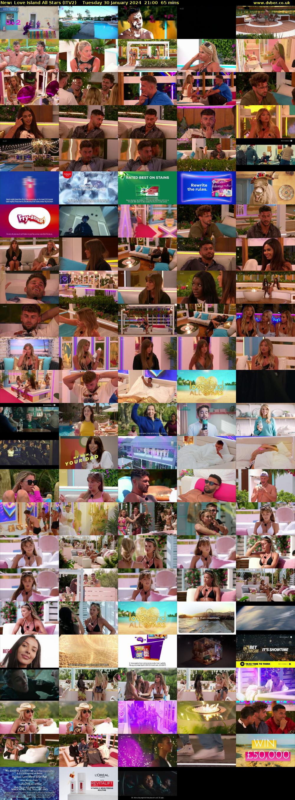 Love Island All Stars (ITV2) Tuesday 30 January 2024 21:00 - 22:05