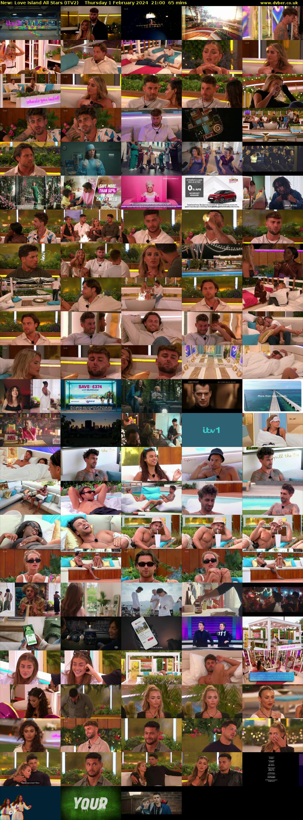 Love Island All Stars (ITV2) Thursday 1 February 2024 21:00 - 22:05