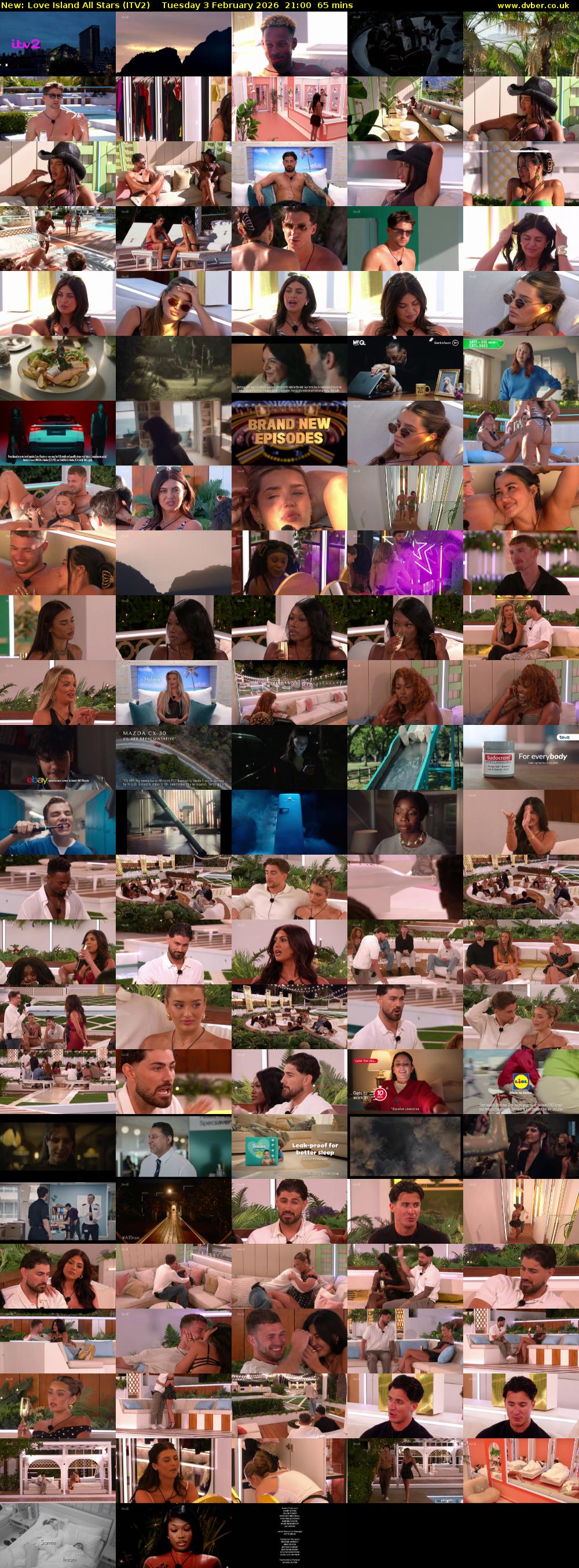 Love Island All Stars (ITV2) Tuesday 3 February 2026 21:00 - 22:05