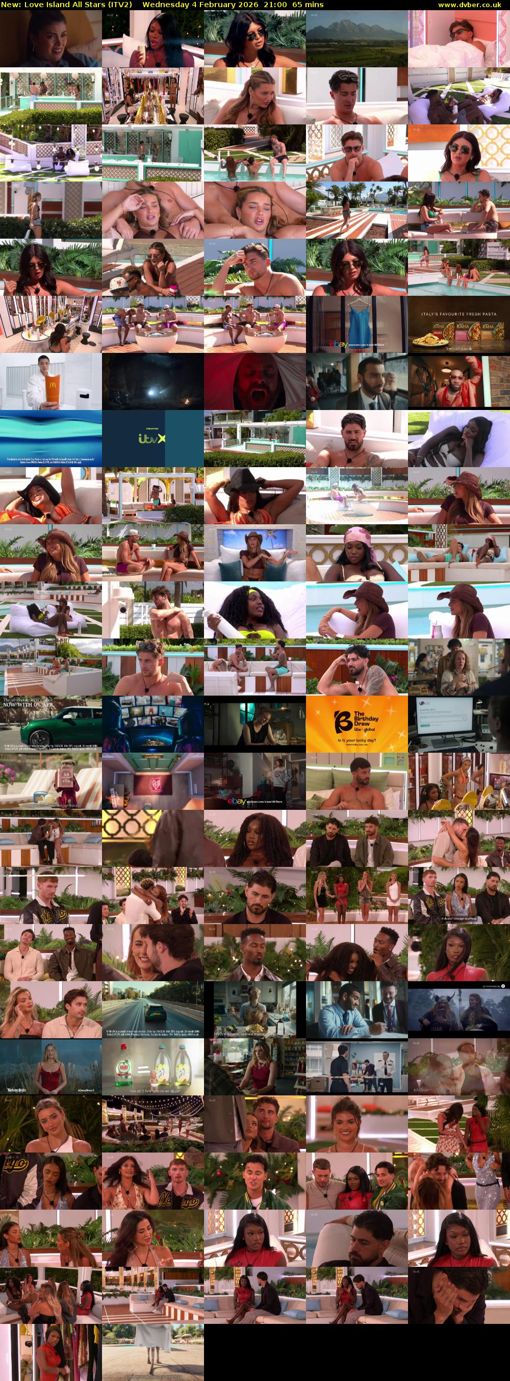 Love Island All Stars (ITV2) Wednesday 4 February 2026 21:00 - 22:05