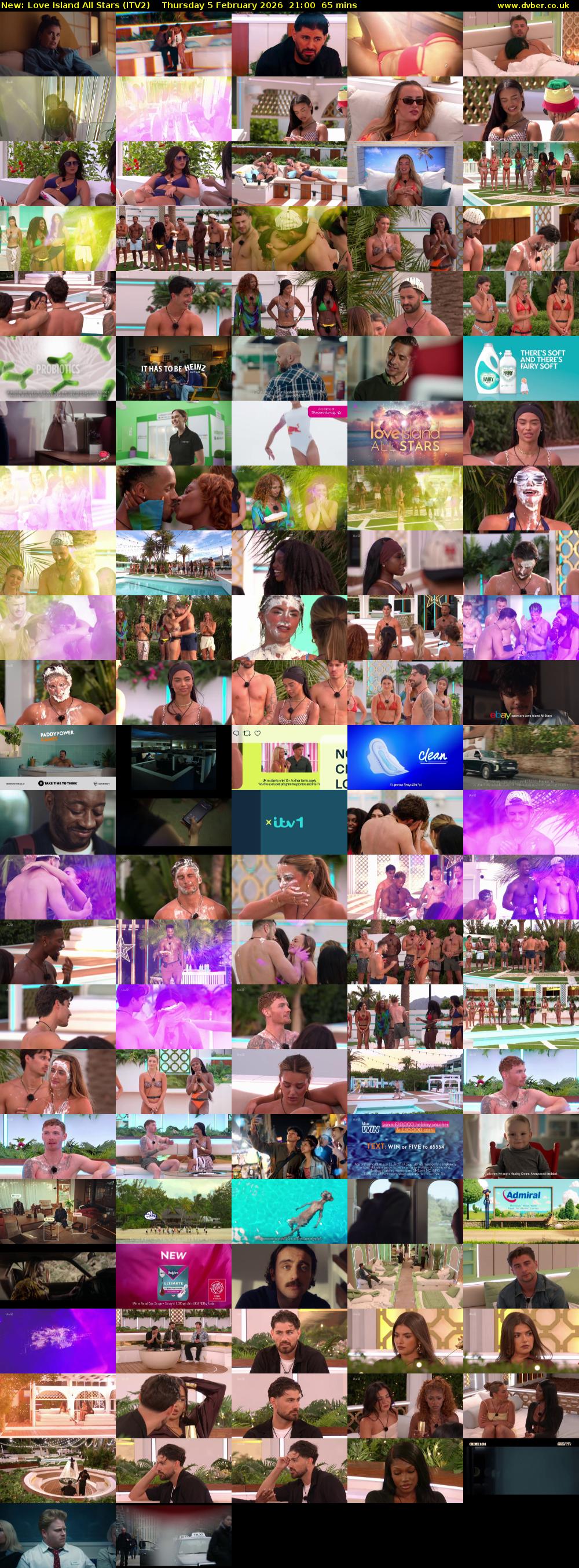 Love Island All Stars (ITV2) Thursday 5 February 2026 21:00 - 22:05