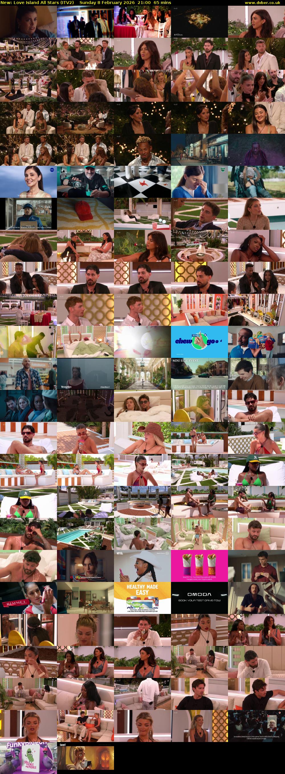 Love Island All Stars (ITV2) Sunday 8 February 2026 21:00 - 22:05