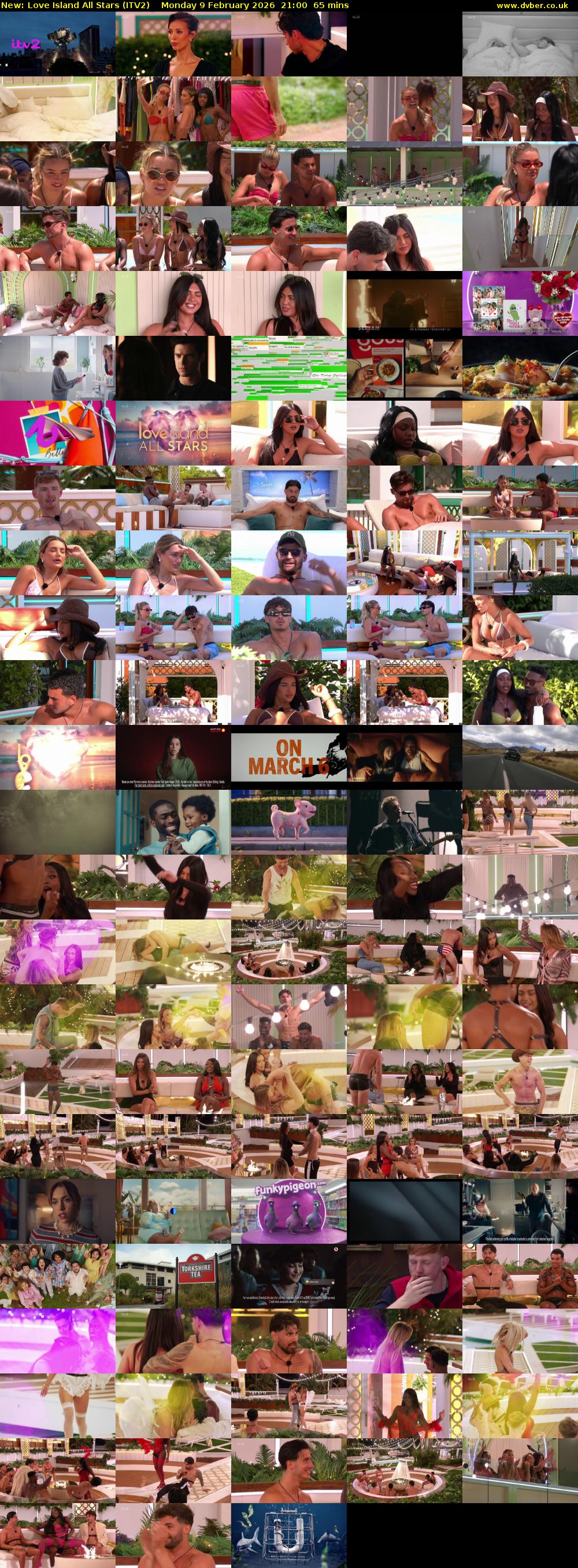 Love Island All Stars (ITV2) Monday 9 February 2026 21:00 - 22:05