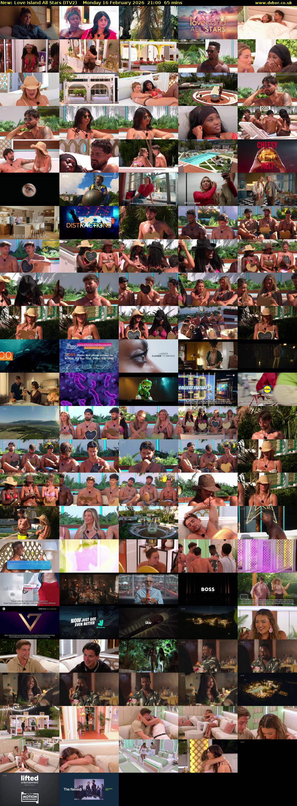 Love Island All Stars (ITV2) Monday 16 February 2026 21:00 - 22:05