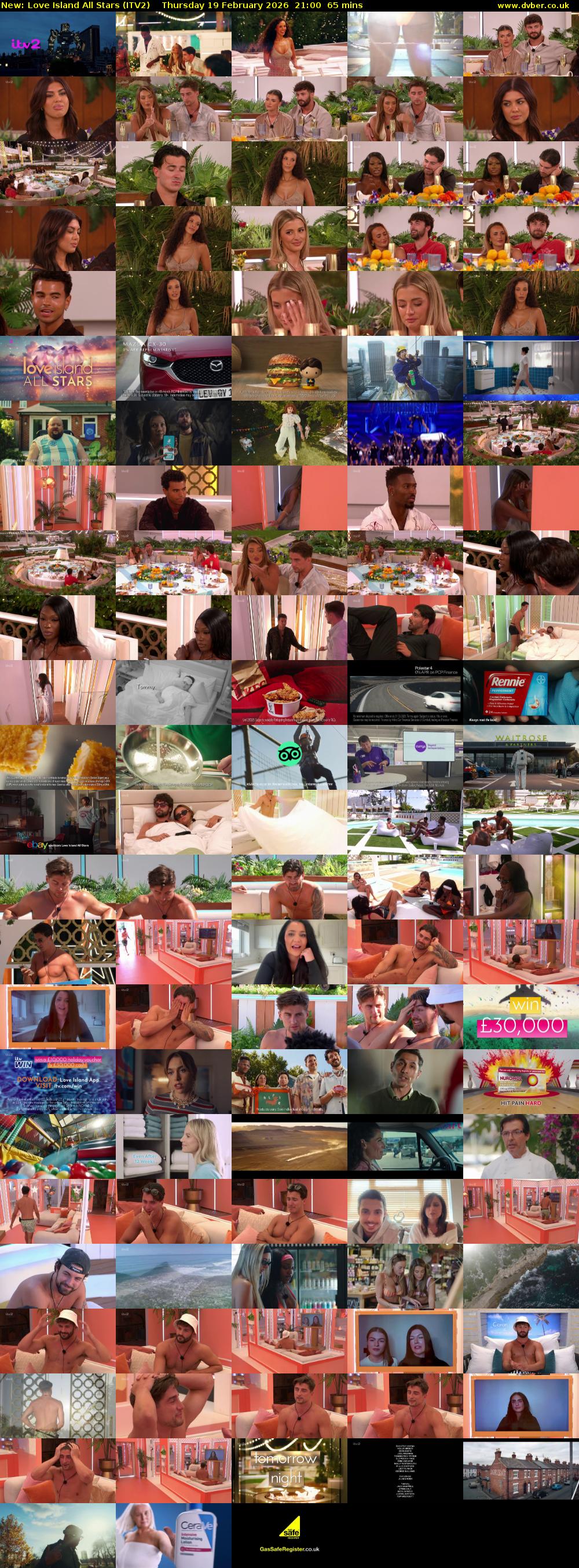 Love Island All Stars (ITV2) Thursday 19 February 2026 21:00 - 22:05