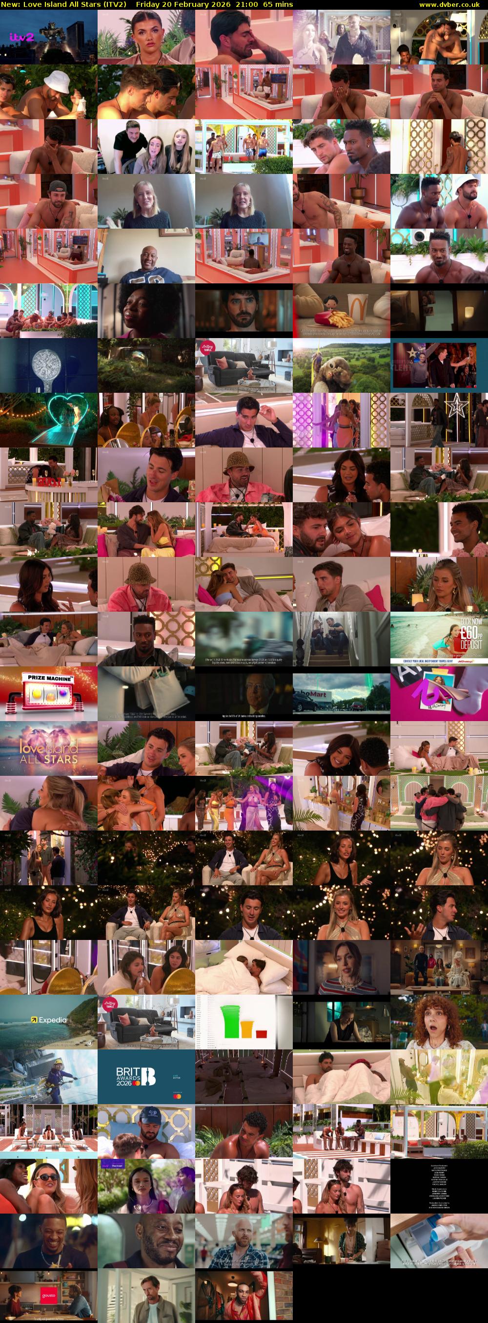 Love Island All Stars (ITV2) Friday 20 February 2026 21:00 - 22:05