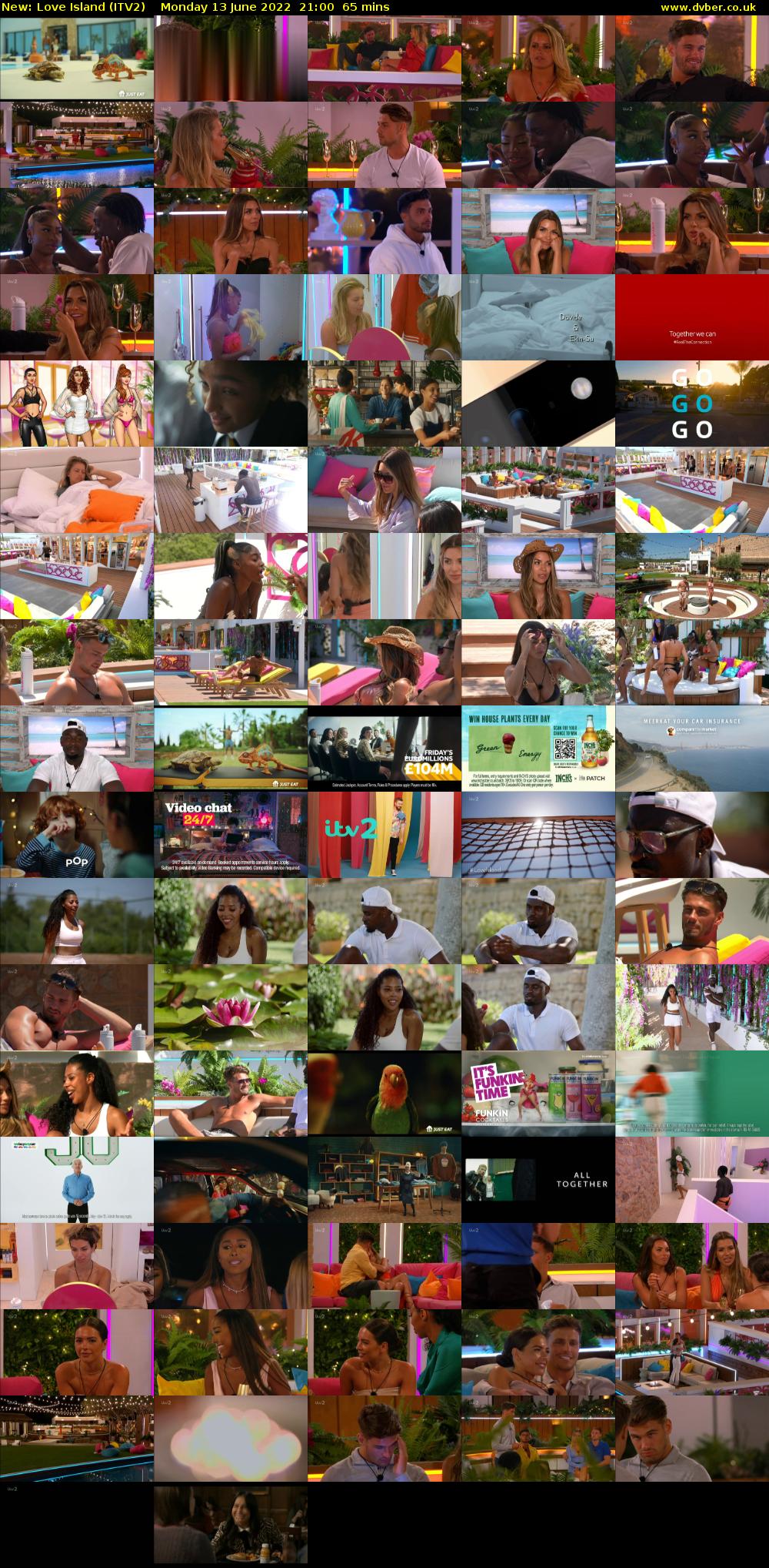 Love Island (ITV2) Monday 13 June 2022 21:00 - 22:05