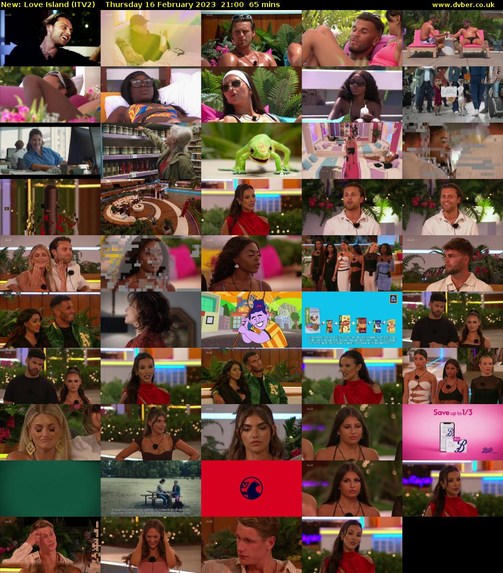 Love Island (ITV2) Thursday 16 February 2023 21:00 - 22:05