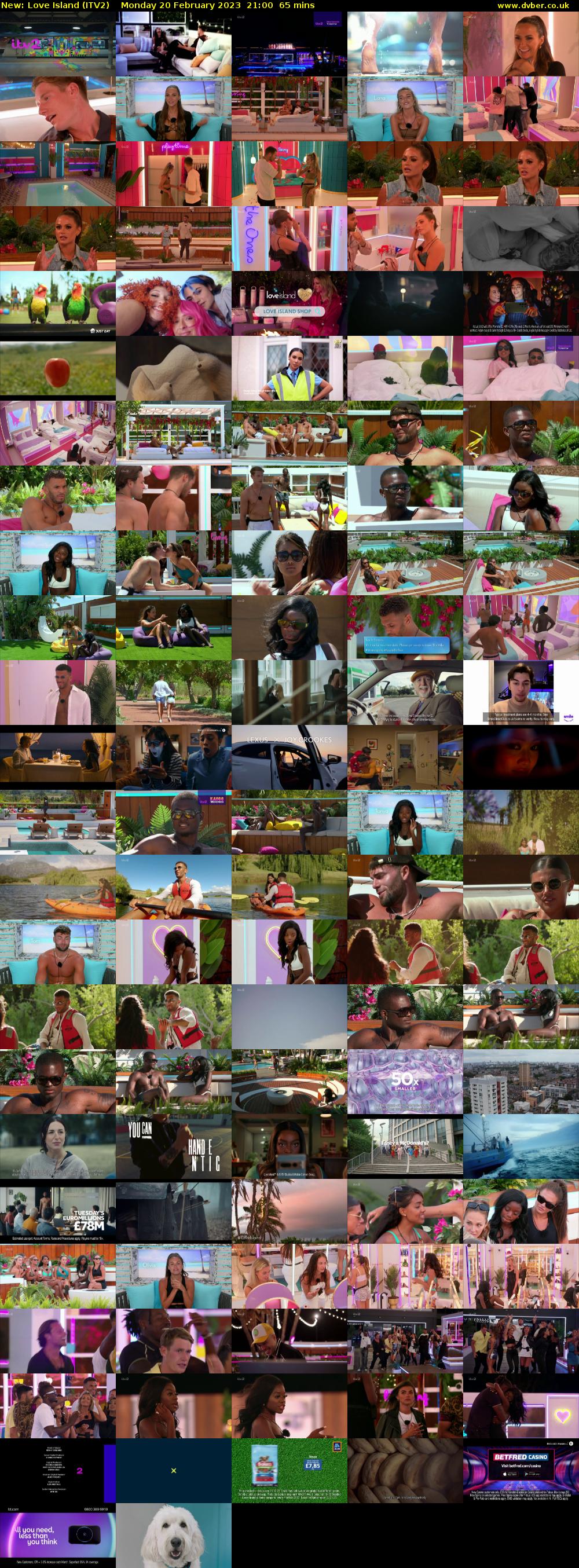Love Island (ITV2) Monday 20 February 2023 21:00 - 22:05