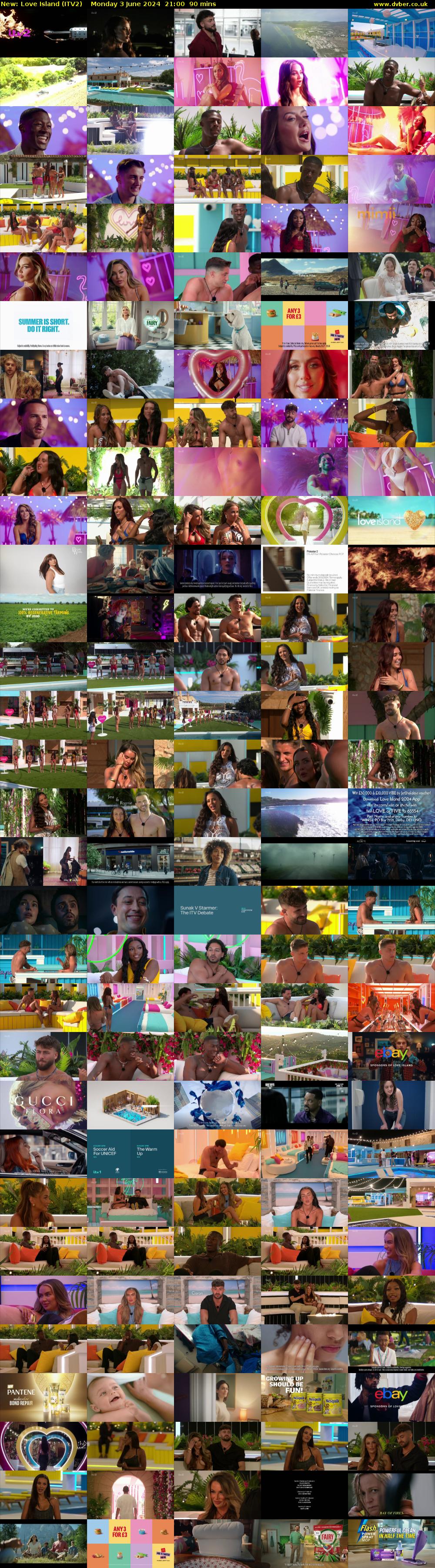 Love Island (ITV2) Monday 3 June 2024 21:00 - 22:30