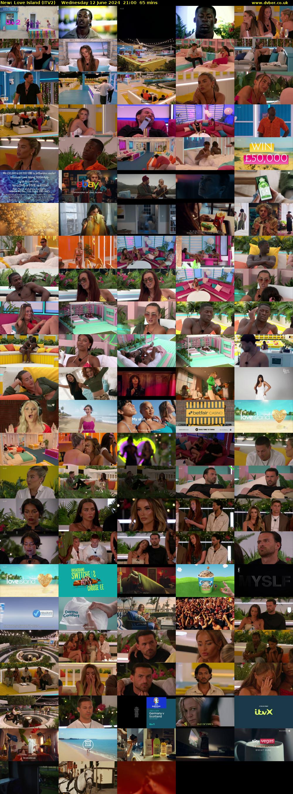 Love Island (ITV2) Wednesday 12 June 2024 21:00 - 22:05