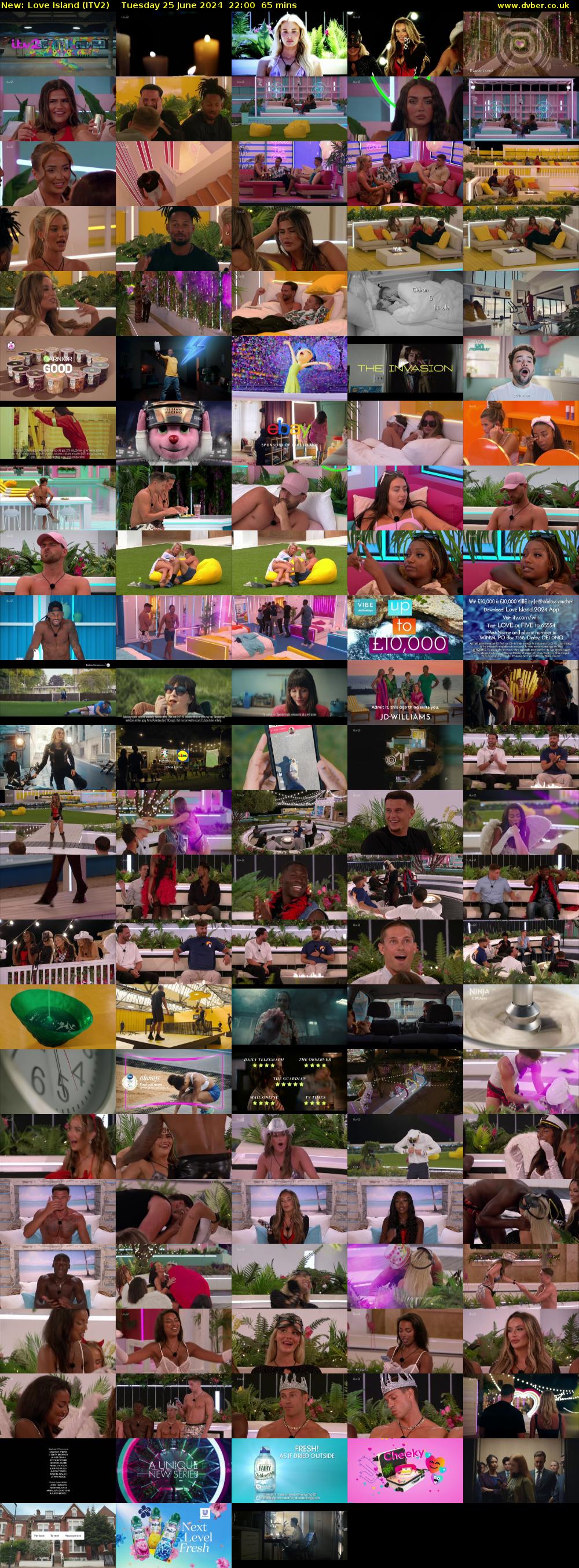 Love Island (ITV2) Tuesday 25 June 2024 22:00 - 23:05