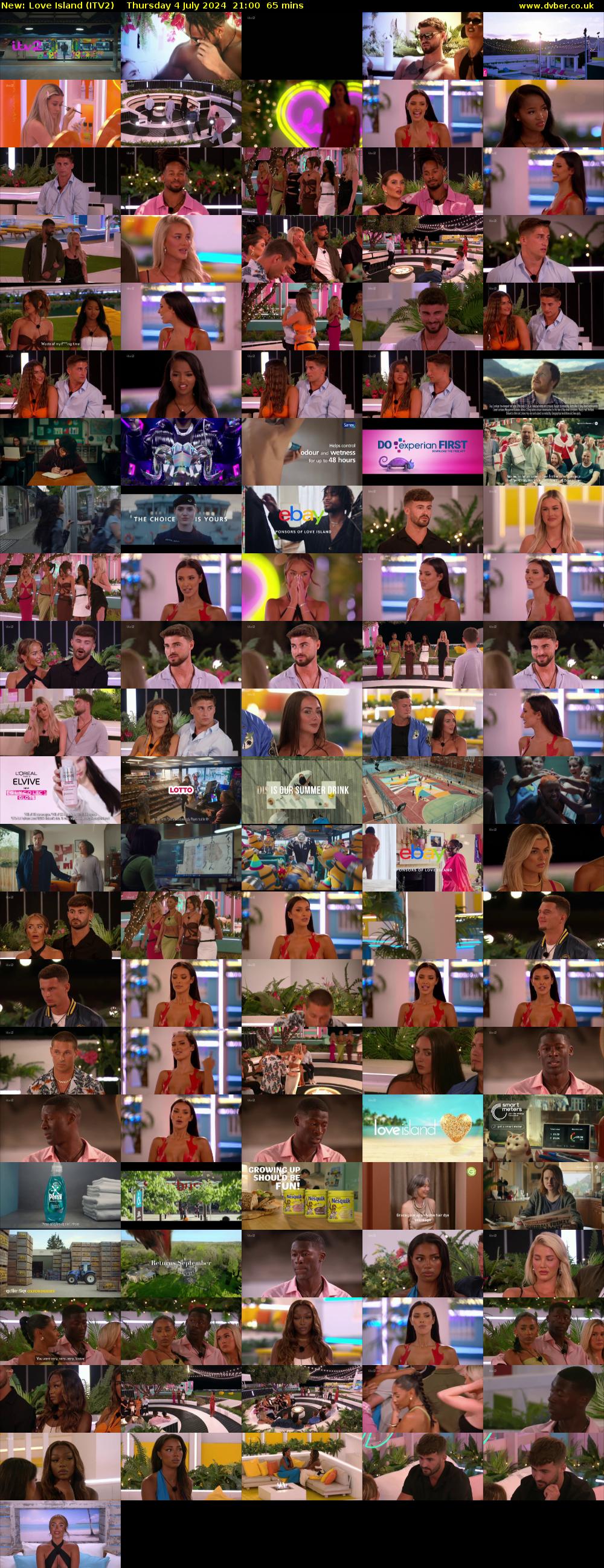Love Island (ITV2) Thursday 4 July 2024 21:00 - 22:05