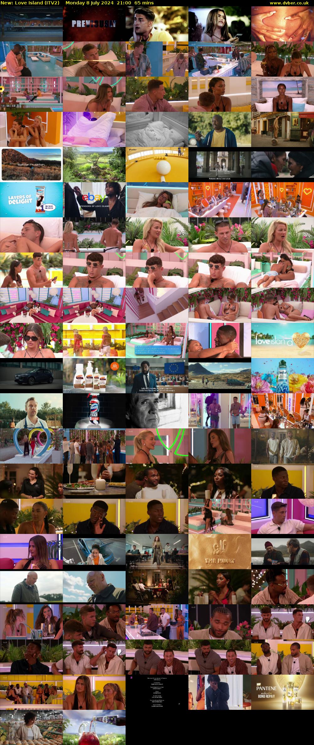 Love Island (ITV2) Monday 8 July 2024 21:00 - 22:05