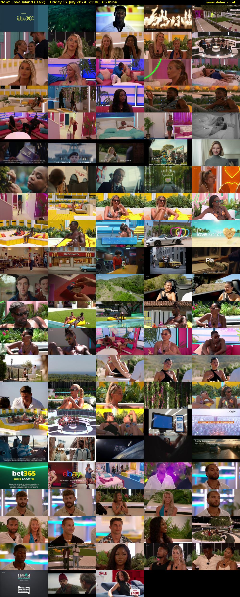 Love Island (ITV2) Friday 12 July 2024 21:00 - 22:05