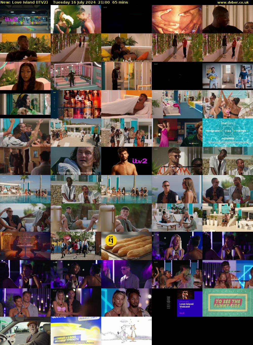 Love Island (ITV2) Tuesday 16 July 2024 21:00 - 22:05