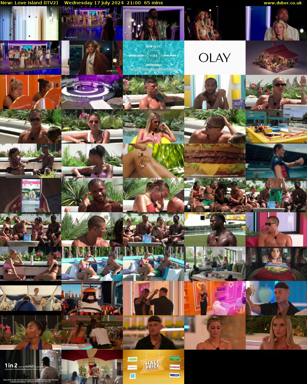 Love Island (ITV2) Wednesday 17 July 2024 21:00 - 22:05