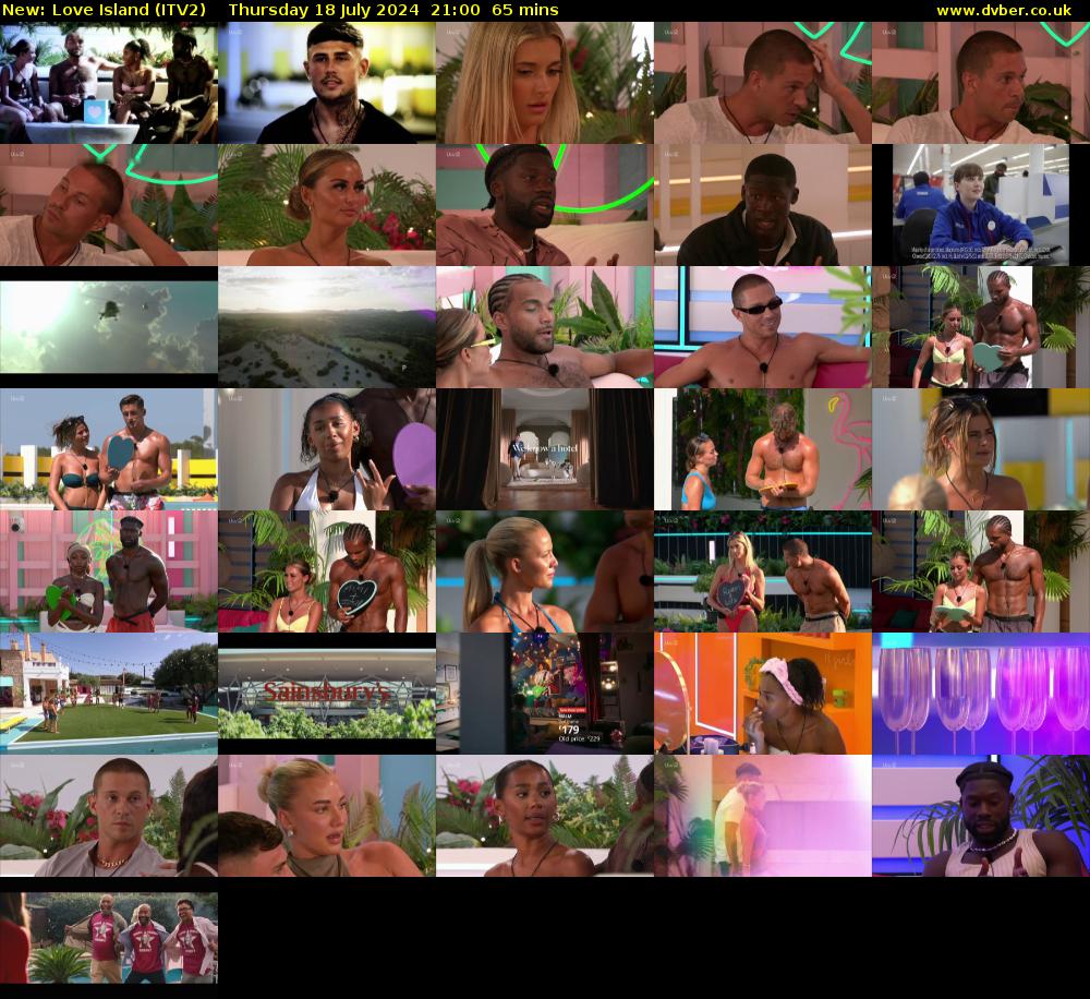 Love Island (ITV2) Thursday 18 July 2024 21:00 - 22:05
