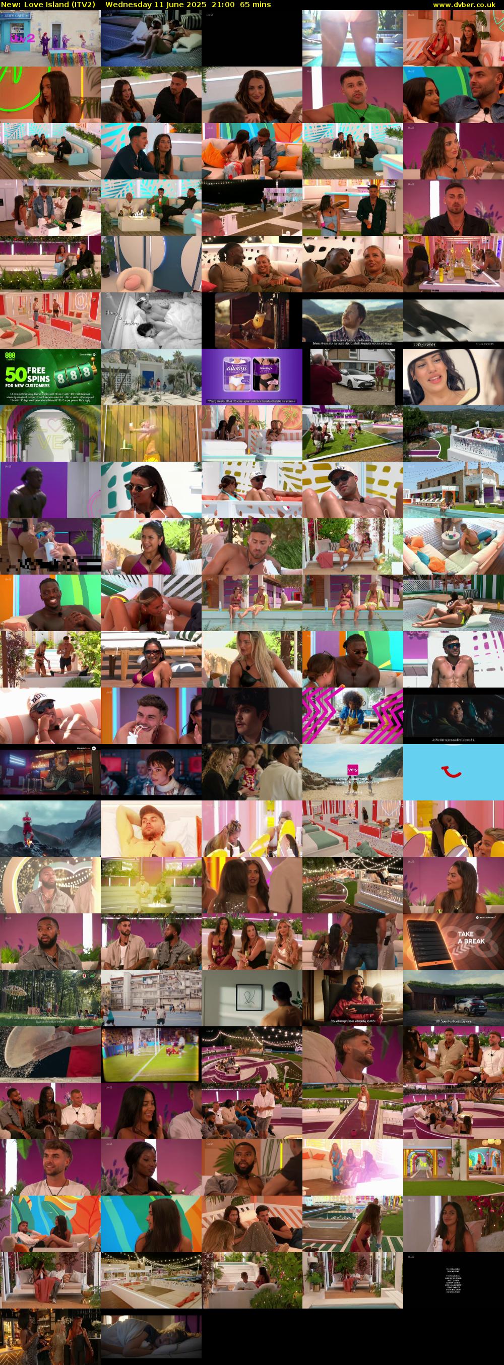 Love Island (ITV2) Wednesday 11 June 2025 21:00 - 22:05