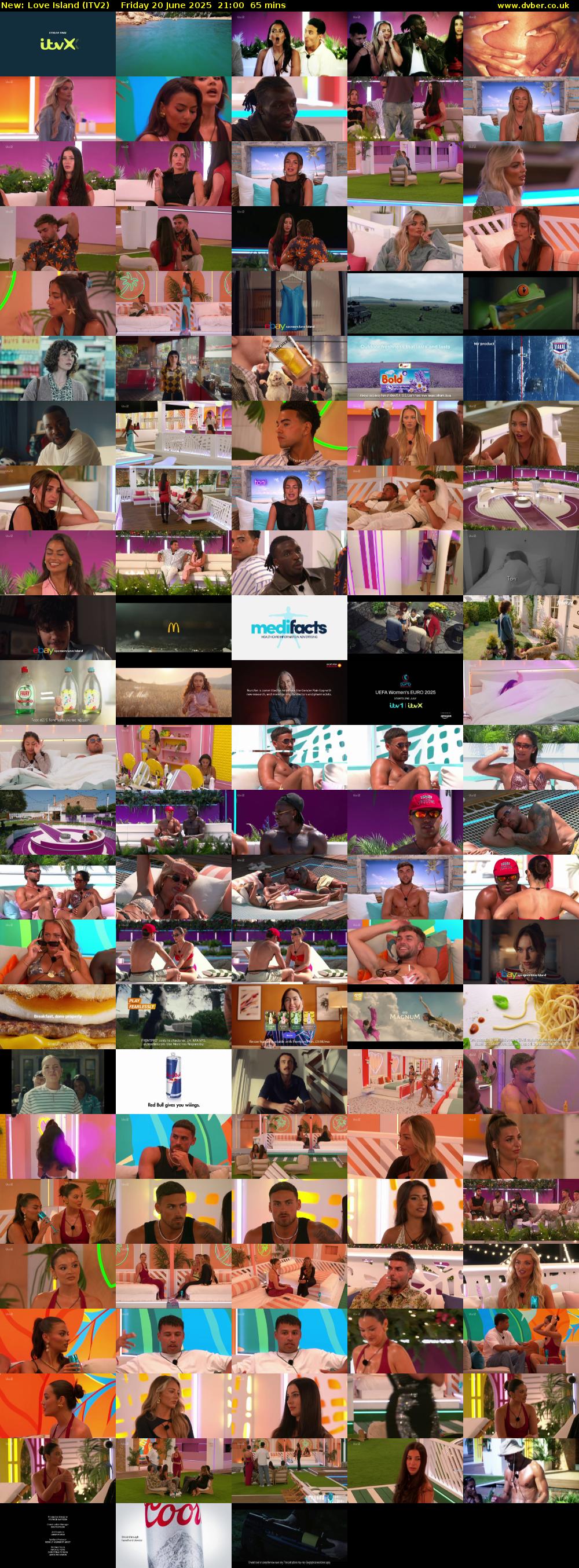 Love Island (ITV2) Friday 20 June 2025 21:00 - 22:05