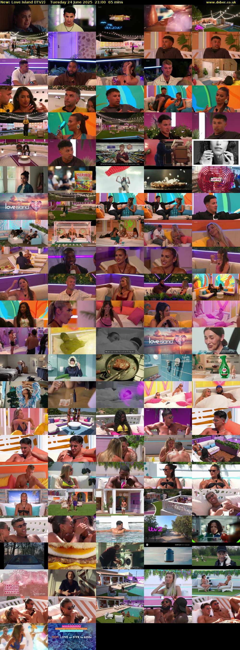 Love Island (ITV2) Tuesday 24 June 2025 21:00 - 22:05
