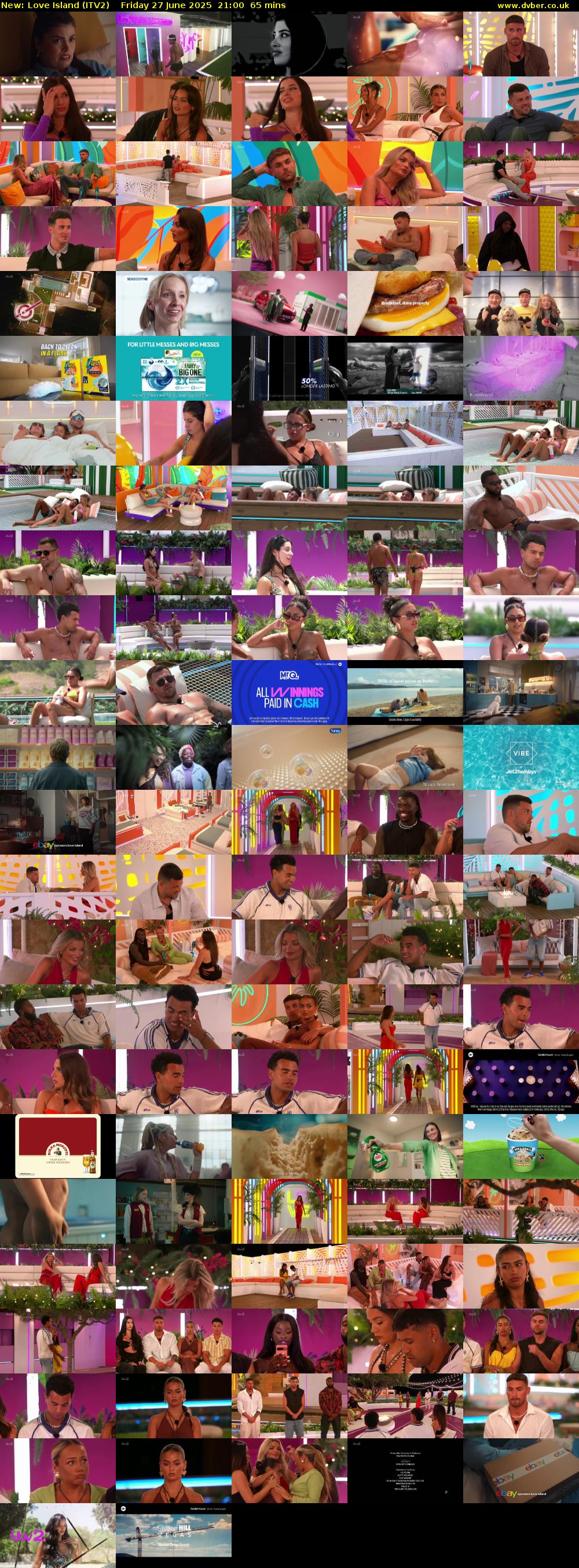 Love Island (ITV2) Friday 27 June 2025 21:00 - 22:05