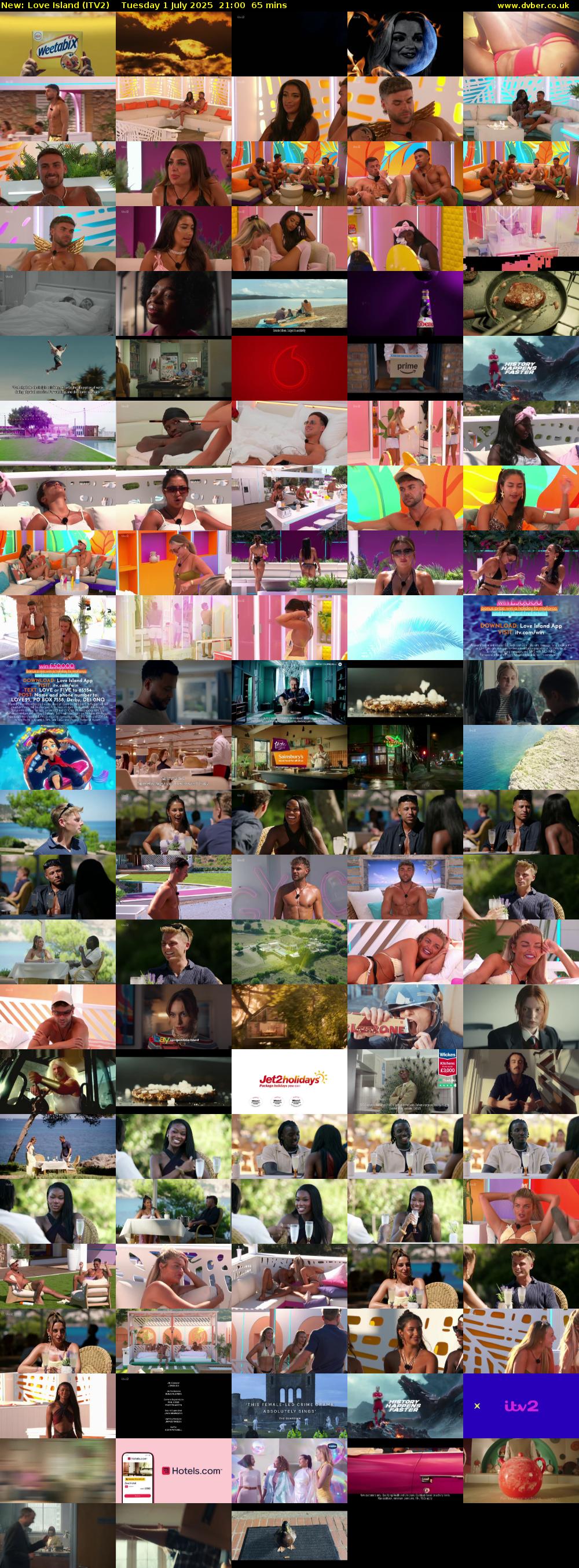 Love Island (ITV2) Tuesday 1 July 2025 21:00 - 22:05