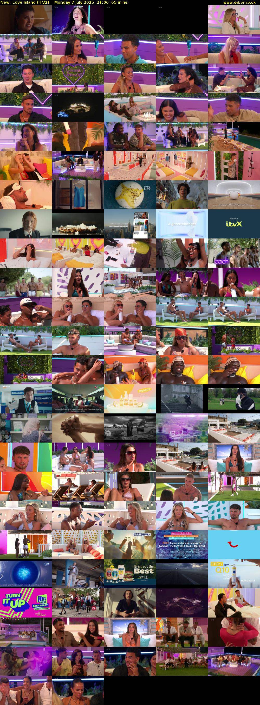 Love Island (ITV2) Monday 7 July 2025 21:00 - 22:05