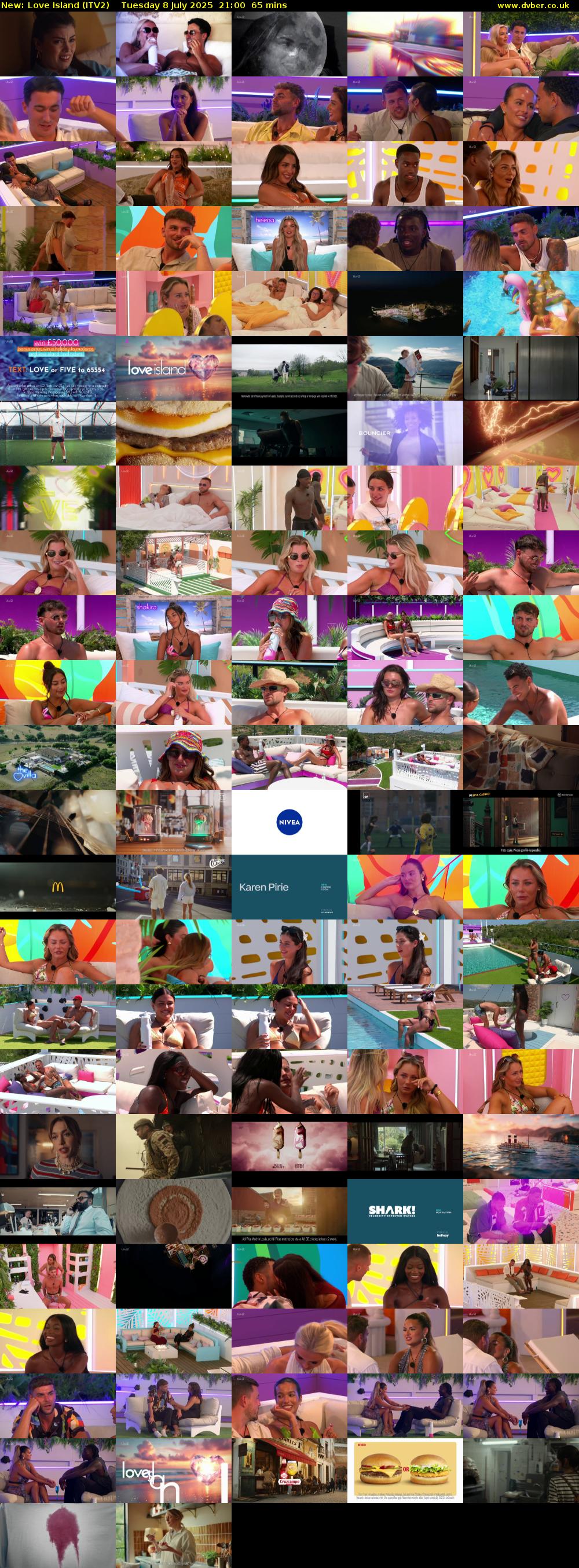 Love Island (ITV2) Tuesday 8 July 2025 21:00 - 22:05