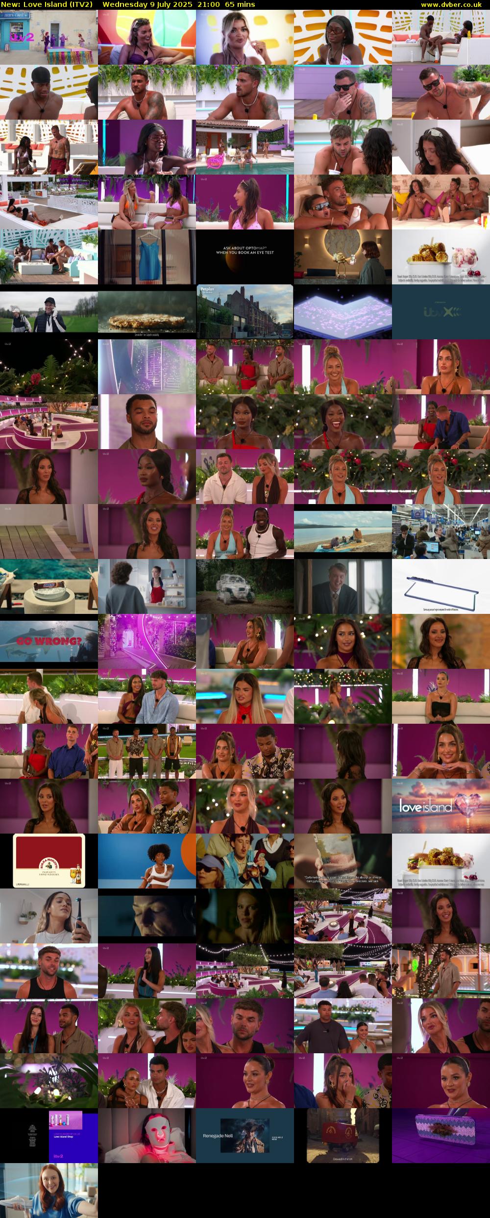 Love Island (ITV2) Wednesday 9 July 2025 21:00 - 22:05