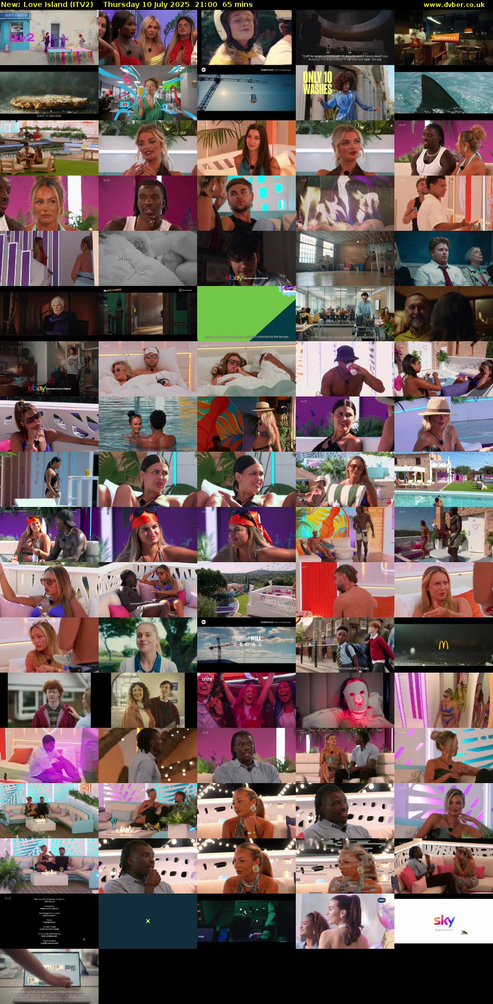 Love Island (ITV2) Thursday 10 July 2025 21:00 - 22:05