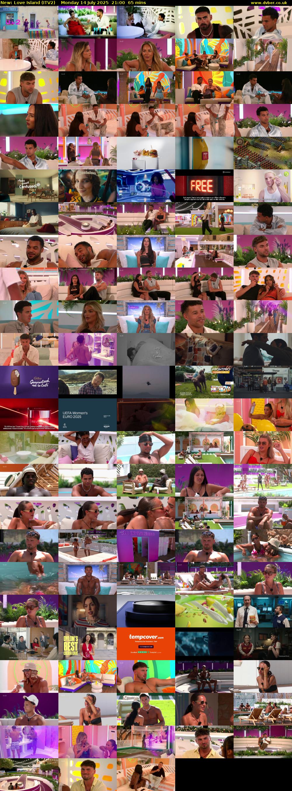Love Island (ITV2) Monday 14 July 2025 21:00 - 22:05