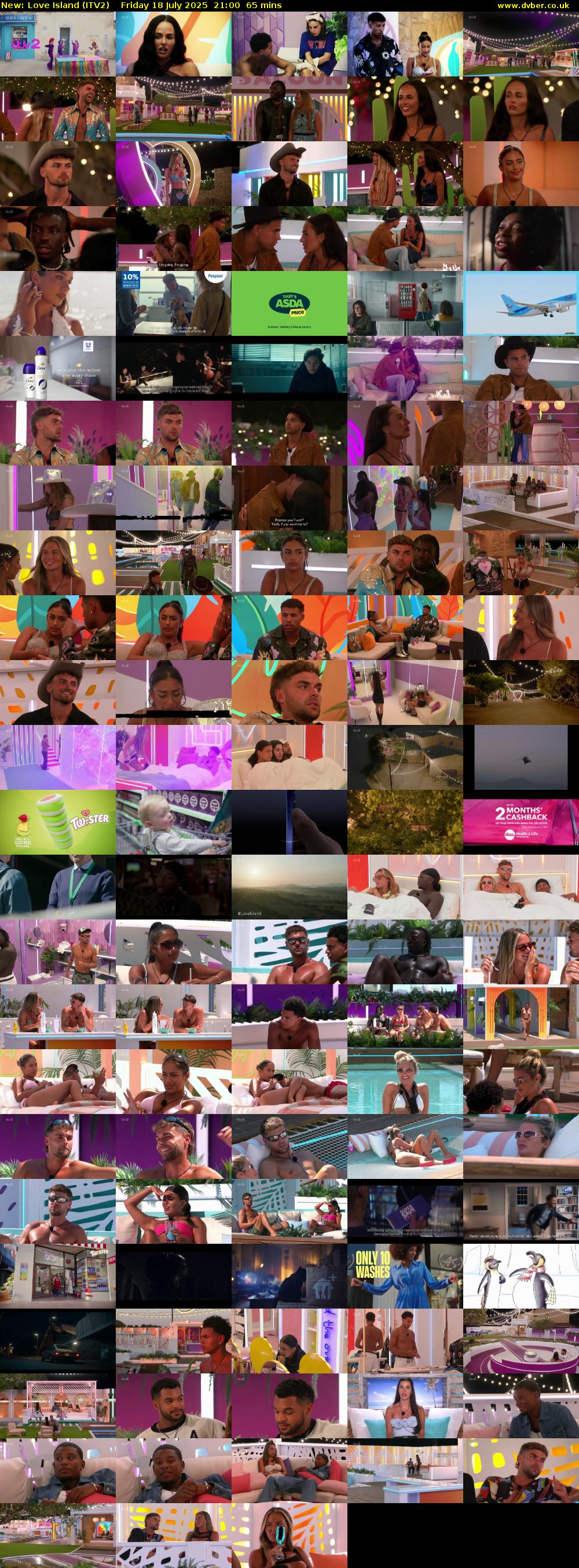 Love Island (ITV2) Friday 18 July 2025 21:00 - 22:05