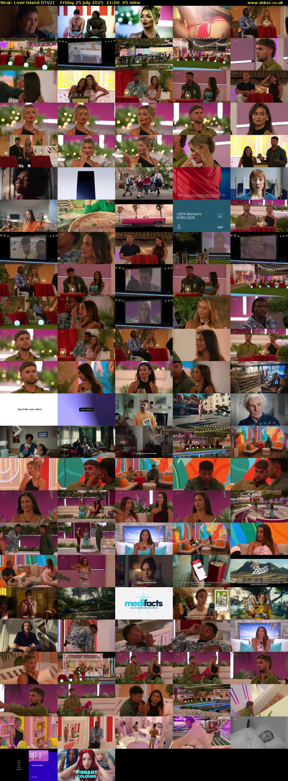 Love Island (ITV2) Friday 25 July 2025 21:00 - 22:05