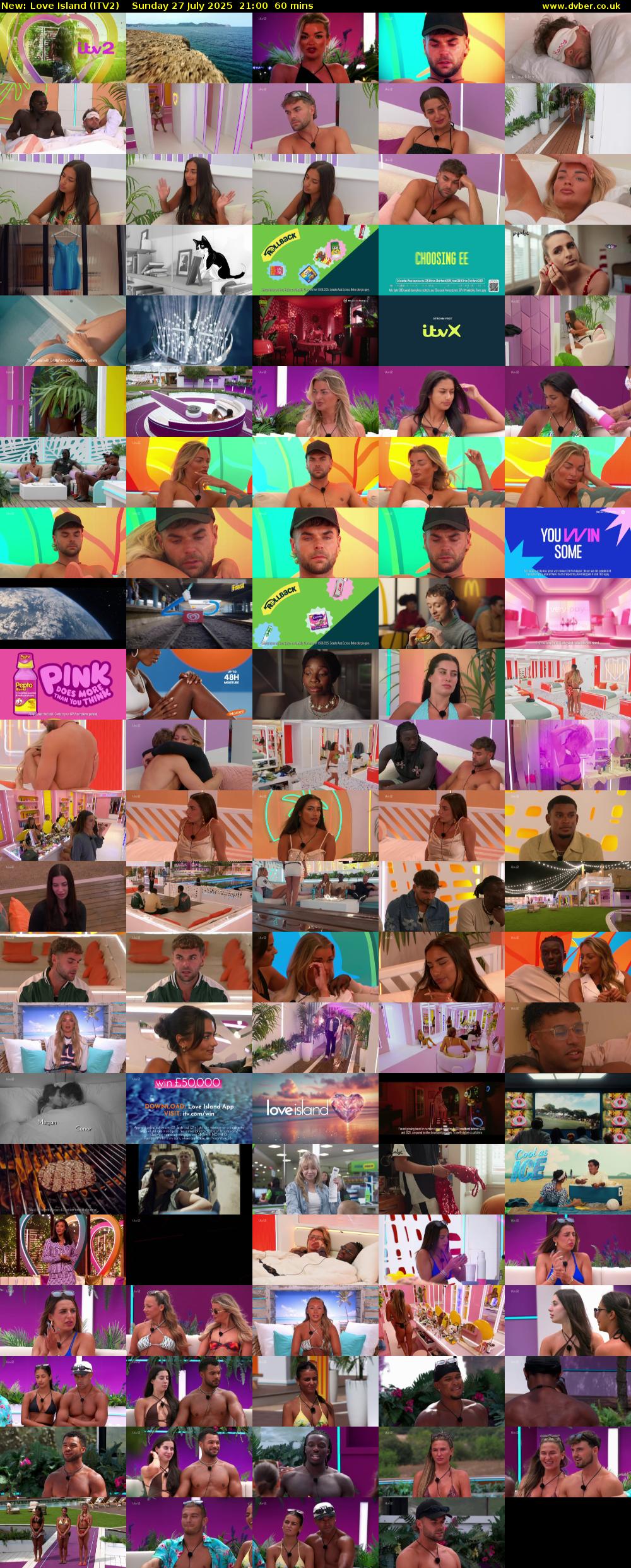Love Island (ITV2) Sunday 27 July 2025 21:00 - 22:00