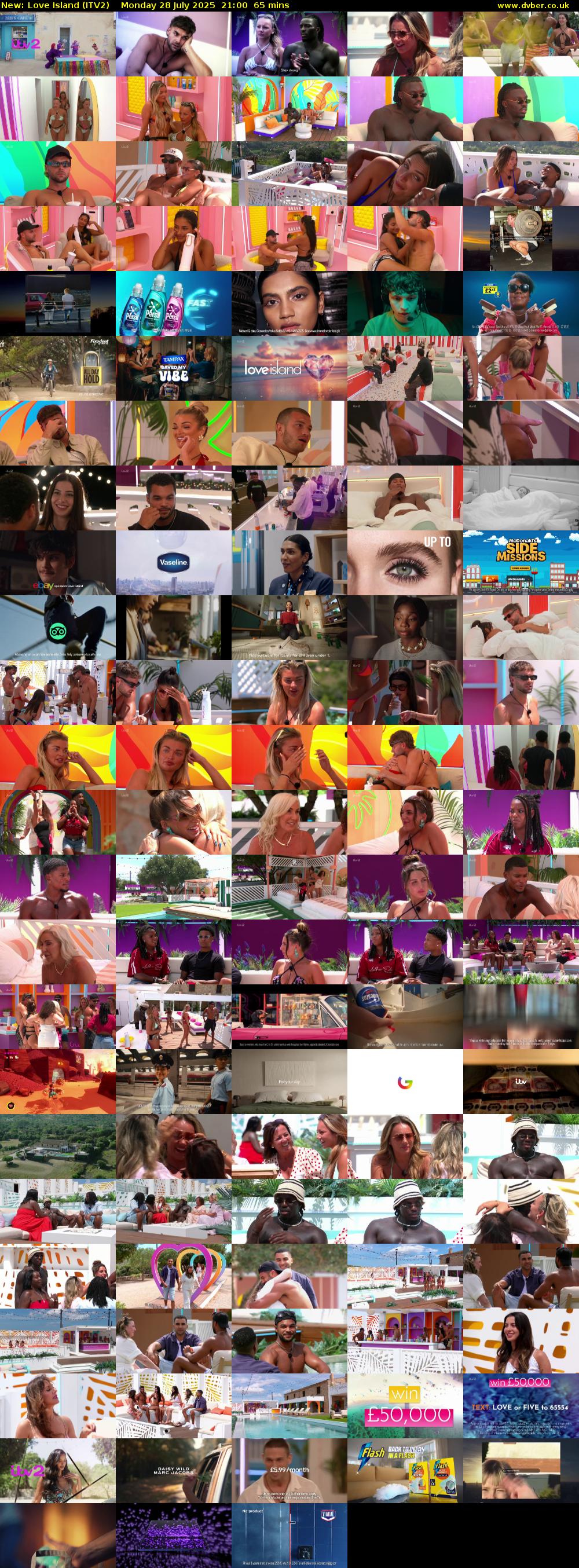 Love Island (ITV2) Monday 28 July 2025 21:00 - 22:05